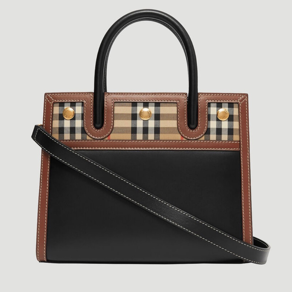 BNWT Burberry Title Vintage Check Mini Shoulder Bag (black leather)
